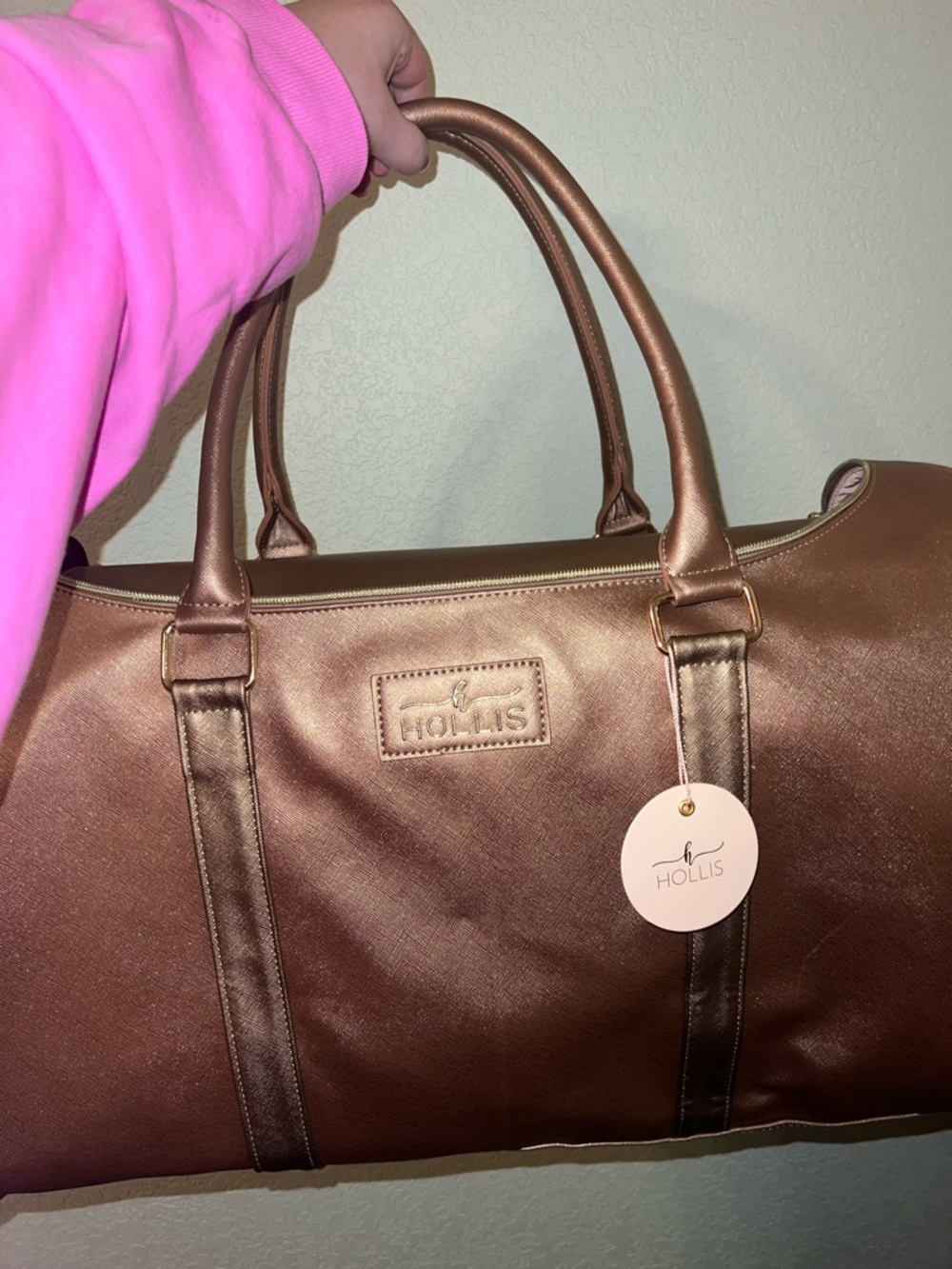Hollis Metallic Bronze Weekender Bag